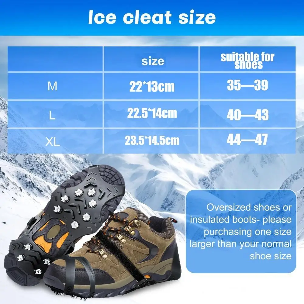 New 11 Studs Ice Snow Traction Cleats Non-slip Stretch Rubber Crampons Wear-resistant Gripper Snow Spikes Footwear Accessories