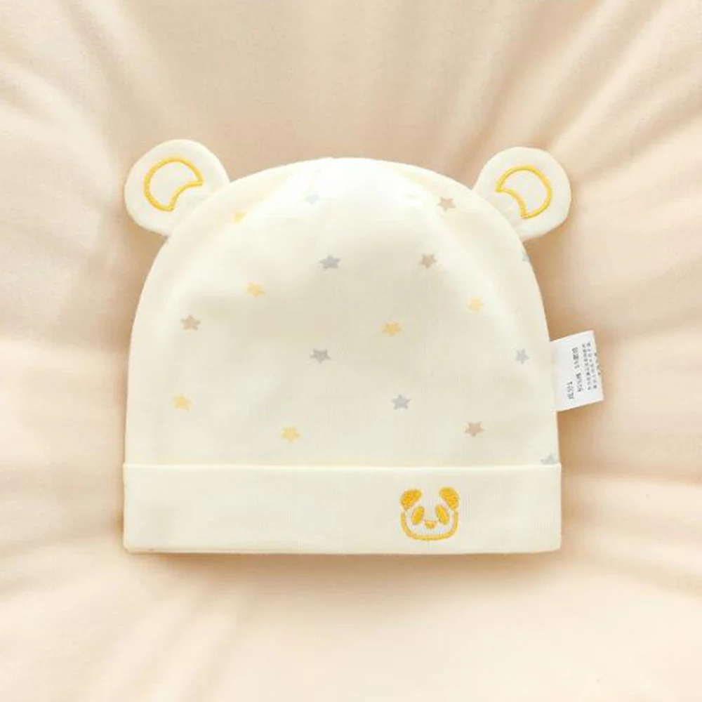 Newborn Bonnet Cotton Double Layer Star Print Cute Spring Autumn Baby Girl Hat 0-3 Months Outdoor Hospital Baby Boy Caps