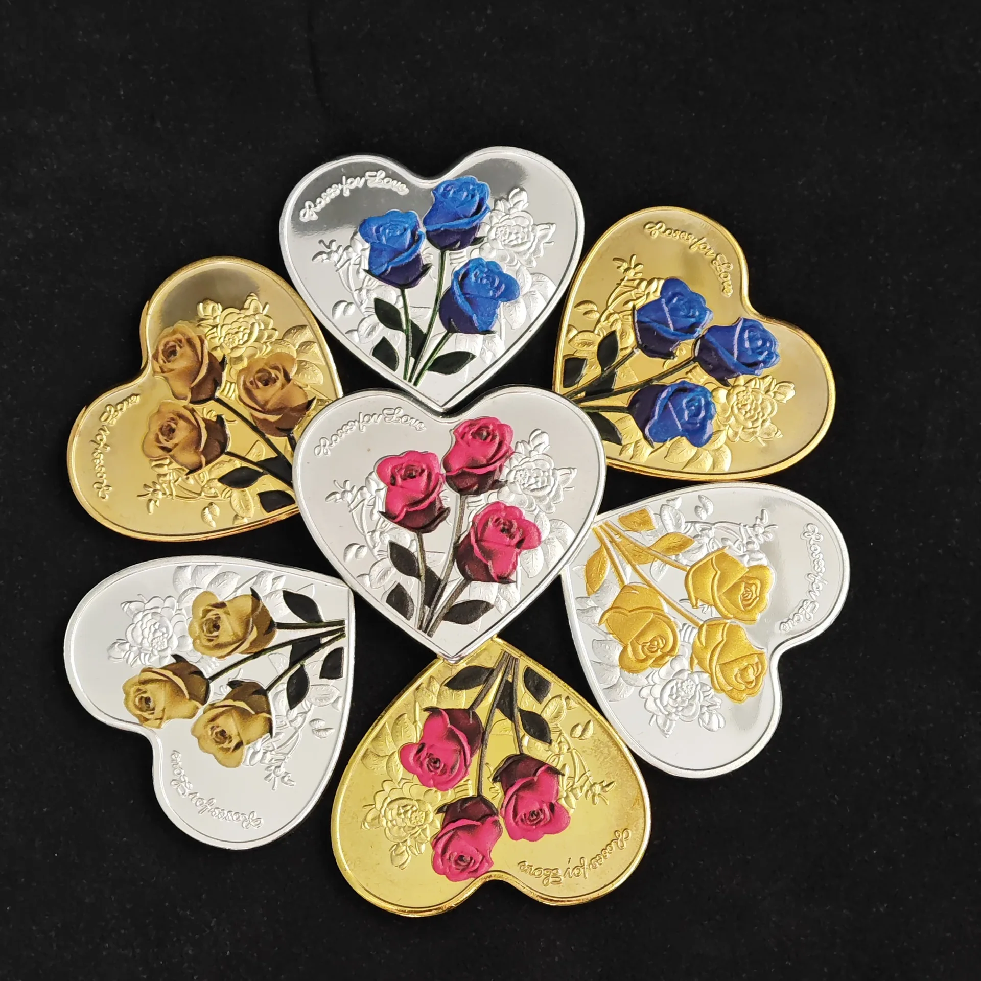 Souvenir Coin Valentine's Day Love Coin Rose Commemorative Coin Novelty Coin Love Couple Coin