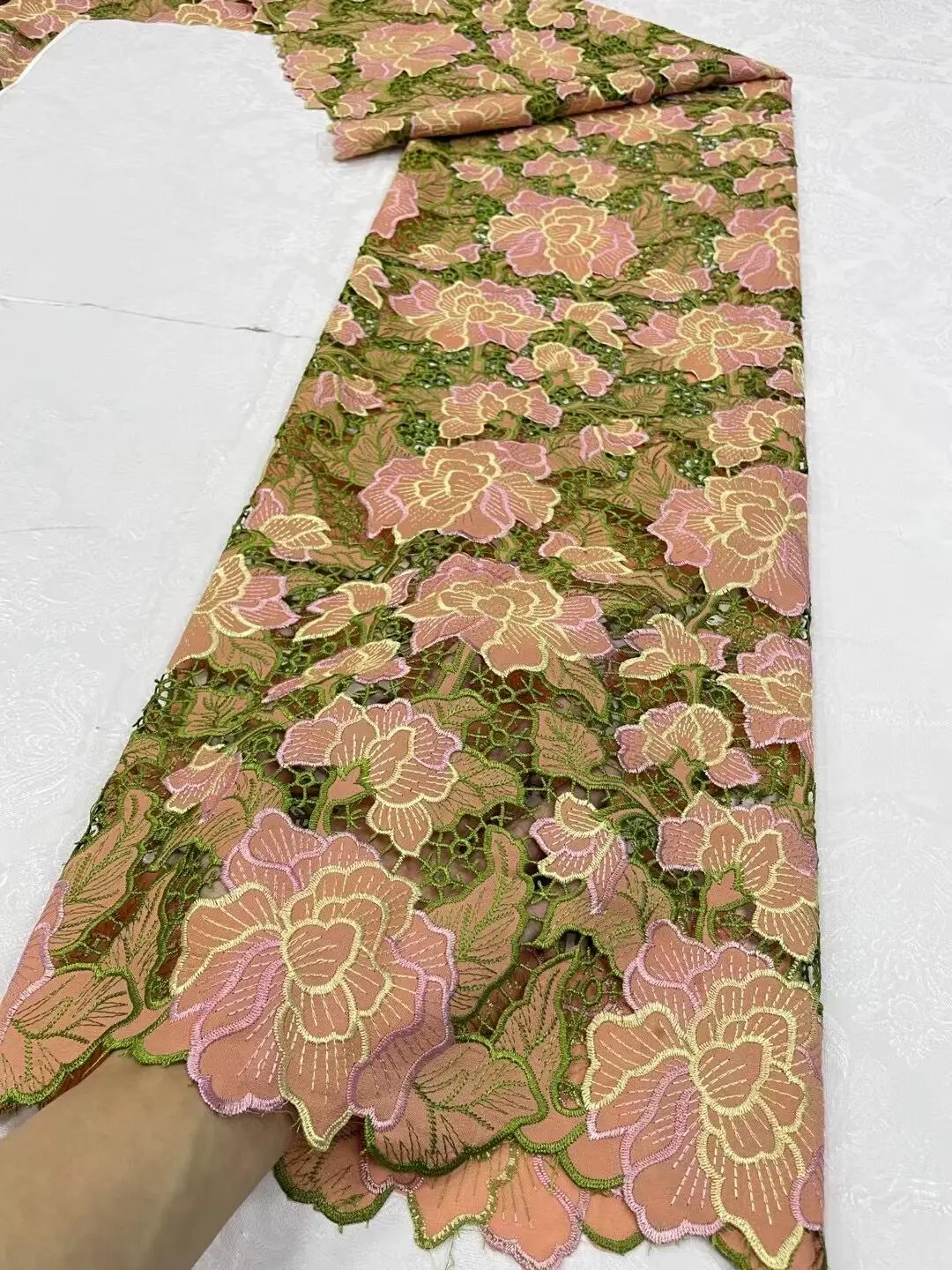 African Cotton Lace Fabric 20234New Arrivals 5Yards Swiss Voile Lace with Stones for Sewing Women Wedding Party Dresses JL319