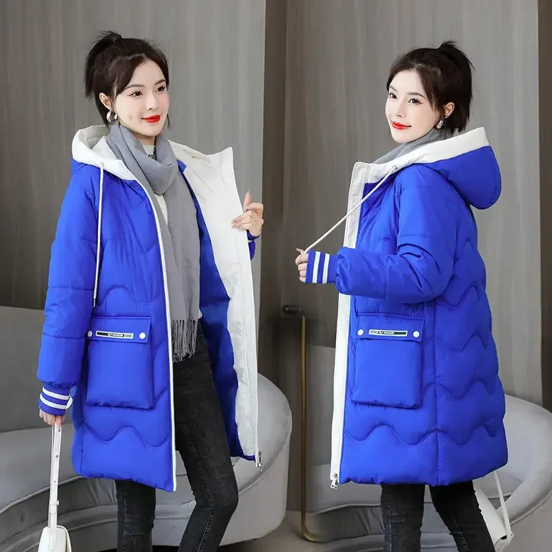 Down Cotton Jacket Women's Parkas 2023 New Winter Hooden Cotton Padded Coat Korean Loose Warm Thicken Coat Windproof Outwear