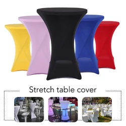 High Stretch Round Tablecloth Cocktail Spandex Table Cloth Bar Hotel Wedding Party Table Cover 60/80cm Diameter Multi-color