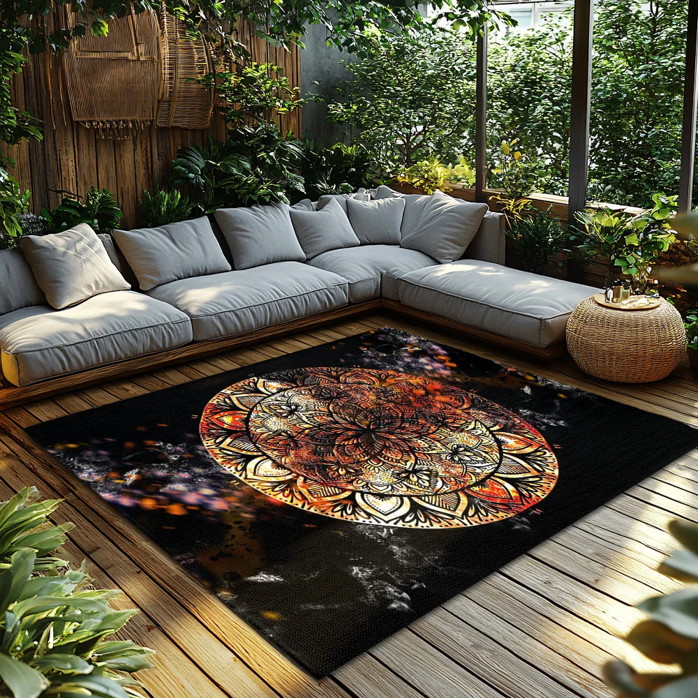Boho Mandala Area Rug Non-Slip Doormat Home Decor Floor Mat Living Room Bedroom Carpet Modern Abstract Pattern Accent Rug Gift I