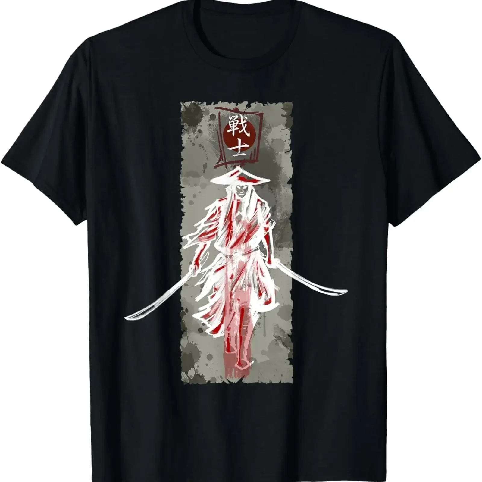 Samurai Japanese Katana Swords Retro Art Print Bushido T Shirt vintage Washed homme Slightly Stretched Breathable Soft fashion