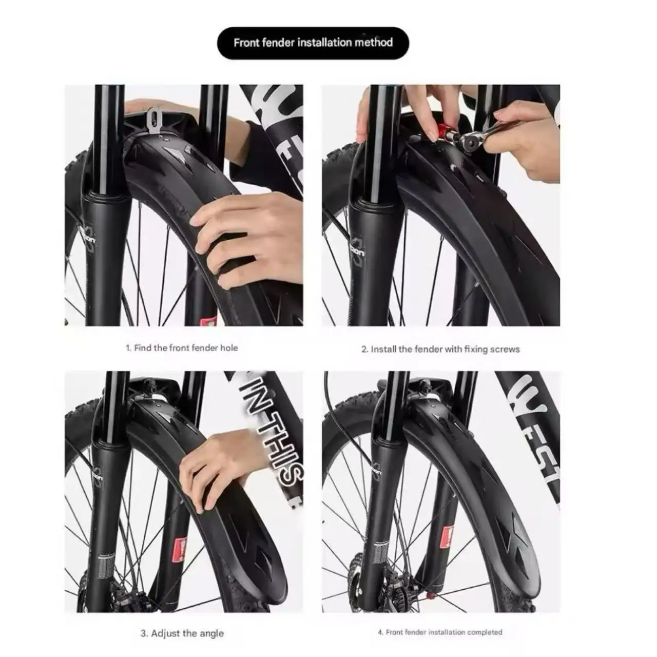1 Paar MTB Fahrrad-Schutzbleche Reflektierende Warnschutzbleche für Mountainbikes Vorne und Hinten Verstellbare Fahrradzubehörteile ﻿ – Detail 1