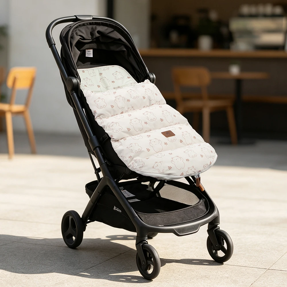 2-In-1 Removable Stroller Footmuff Seat Pad With Multi Harness Slots Universal Fit Two-Way Zipper For Easy Diaper Changing
