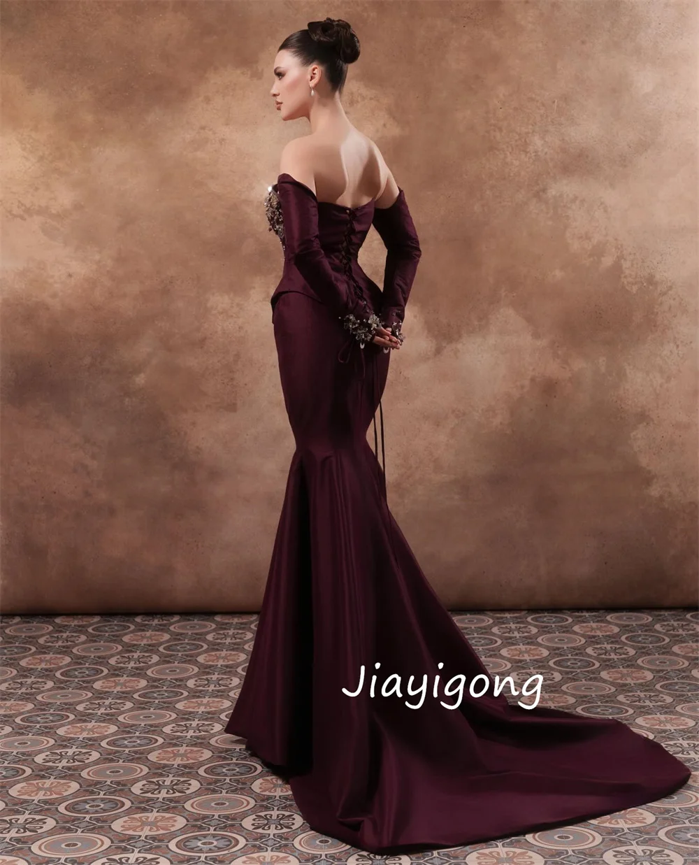 맞춤형 파스텔 시퀸 플리츠 트럼펫 스위트하트 롱 드레스 맞춤 제작 행사 이브닝 패션 스파클