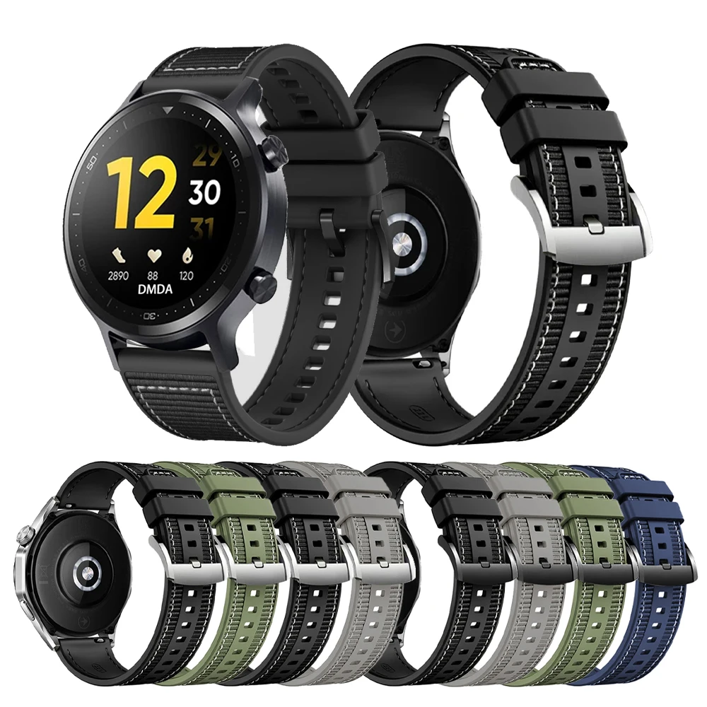 Realme Watch 3 pro 2 pro s pro,22mm用のナイロンとゴムの複合ブレスレットベルト,ビジネスウォッチアクセサリー