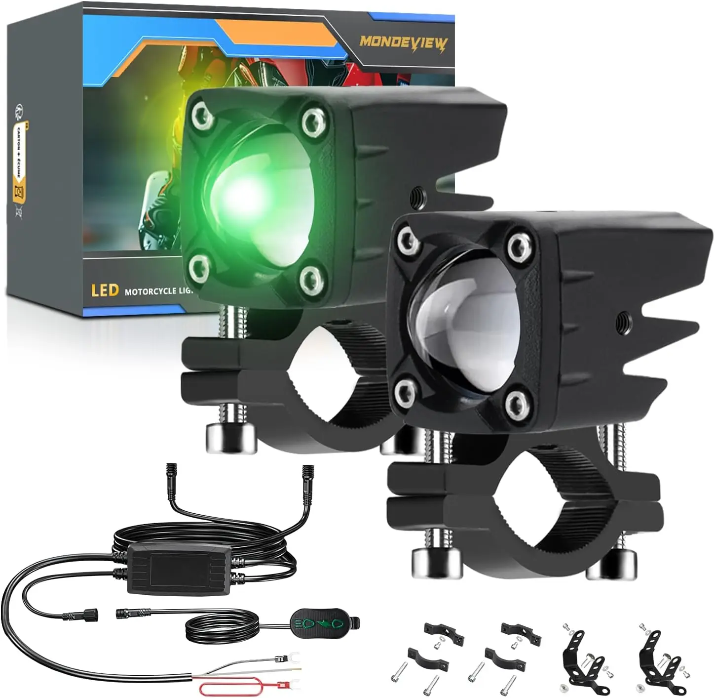 

LED Motorcycle Auxiliary Light Kit, 5 Modes, Spot Driving Lights, Compatible with Tractor Truck ATV UTV SUV Boat