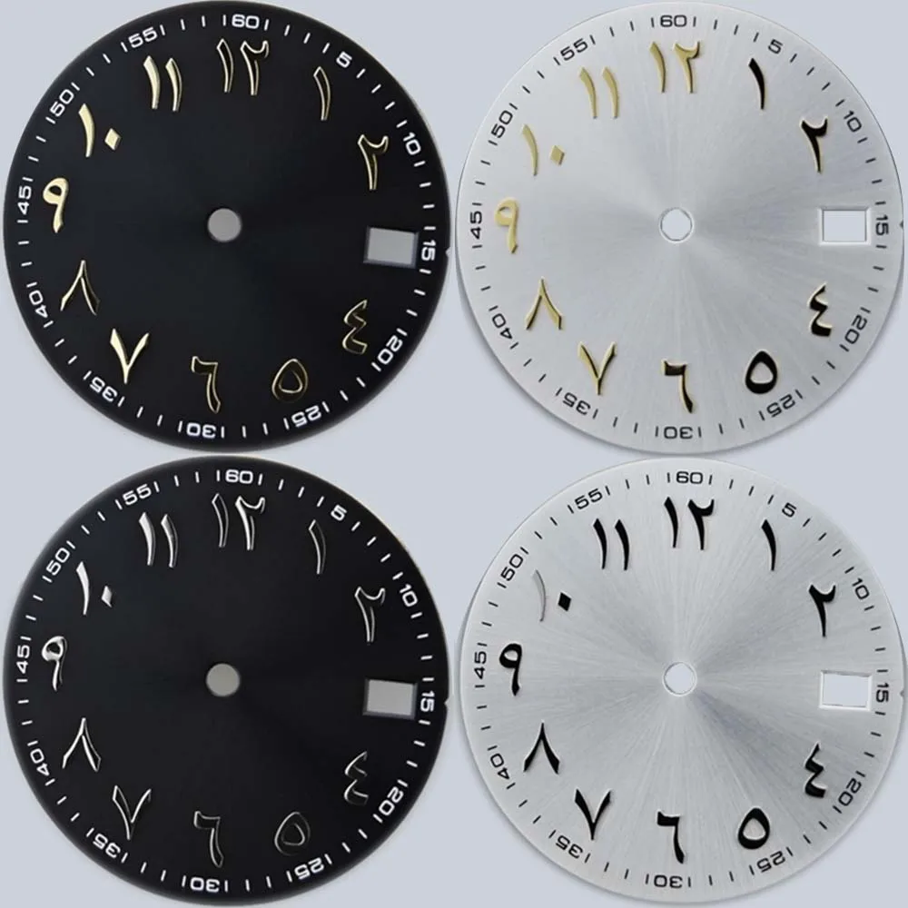 

Циферблат для механических часов 28,5 мм, аксессуары для часов, одинарный календарь, арабские цифры, для механизмов NH35 NH36