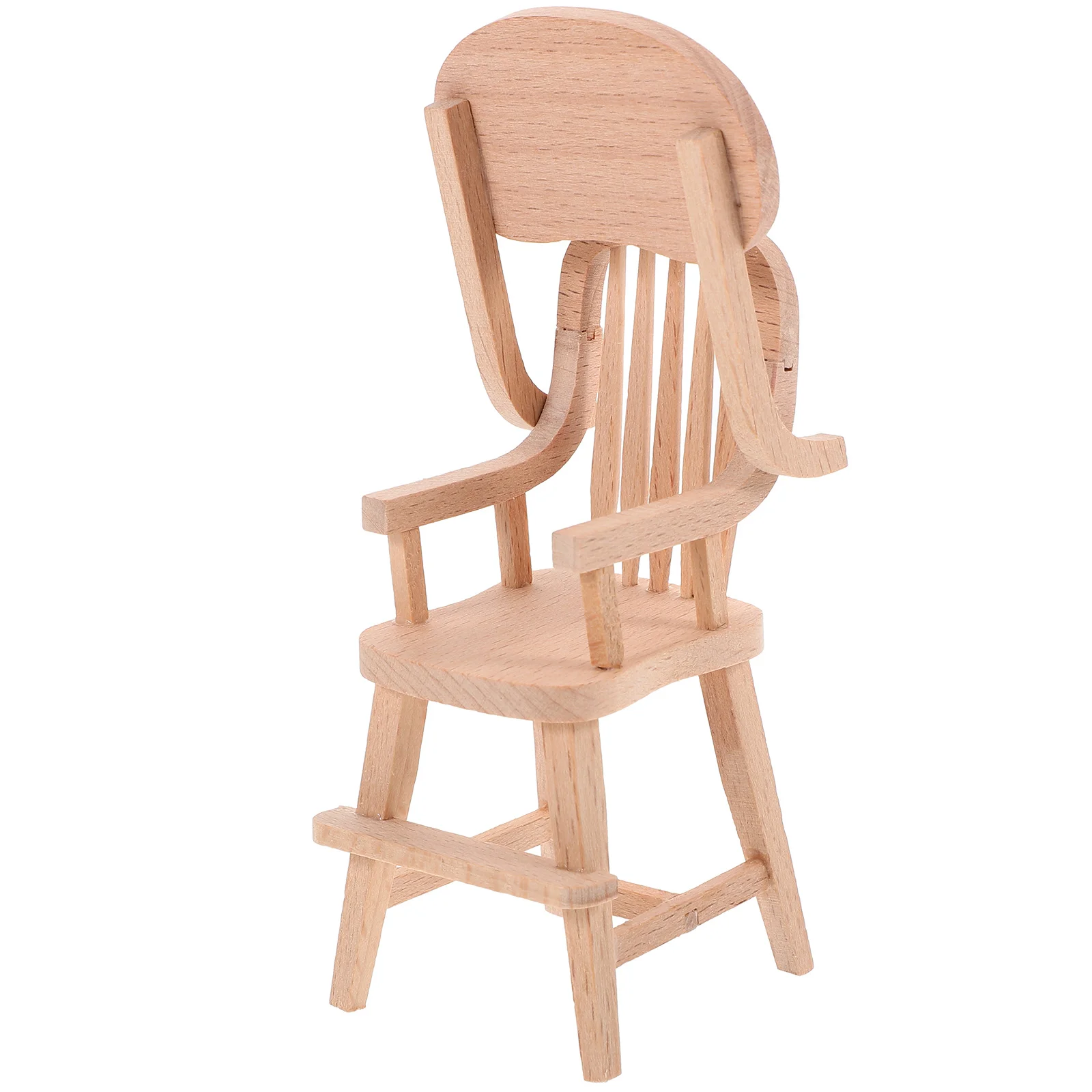 

House Furniture Mini Decor Miniature Chair High Highchair Ornament Wooden Model