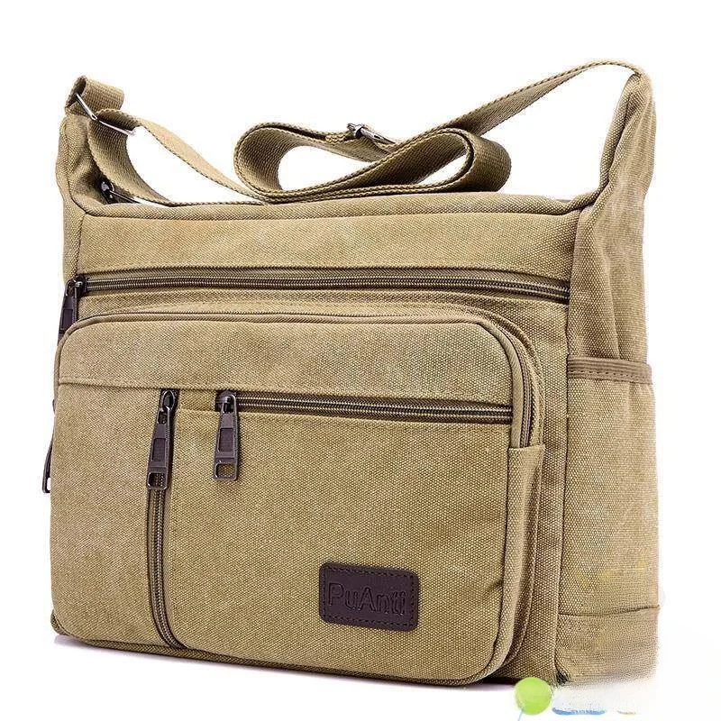 

Large Canvas Work Backpack Men's Casual Tool Bag Single Shoulder Slant Cross Bag Durable Repair Tool Pouch for Outdoor Sports