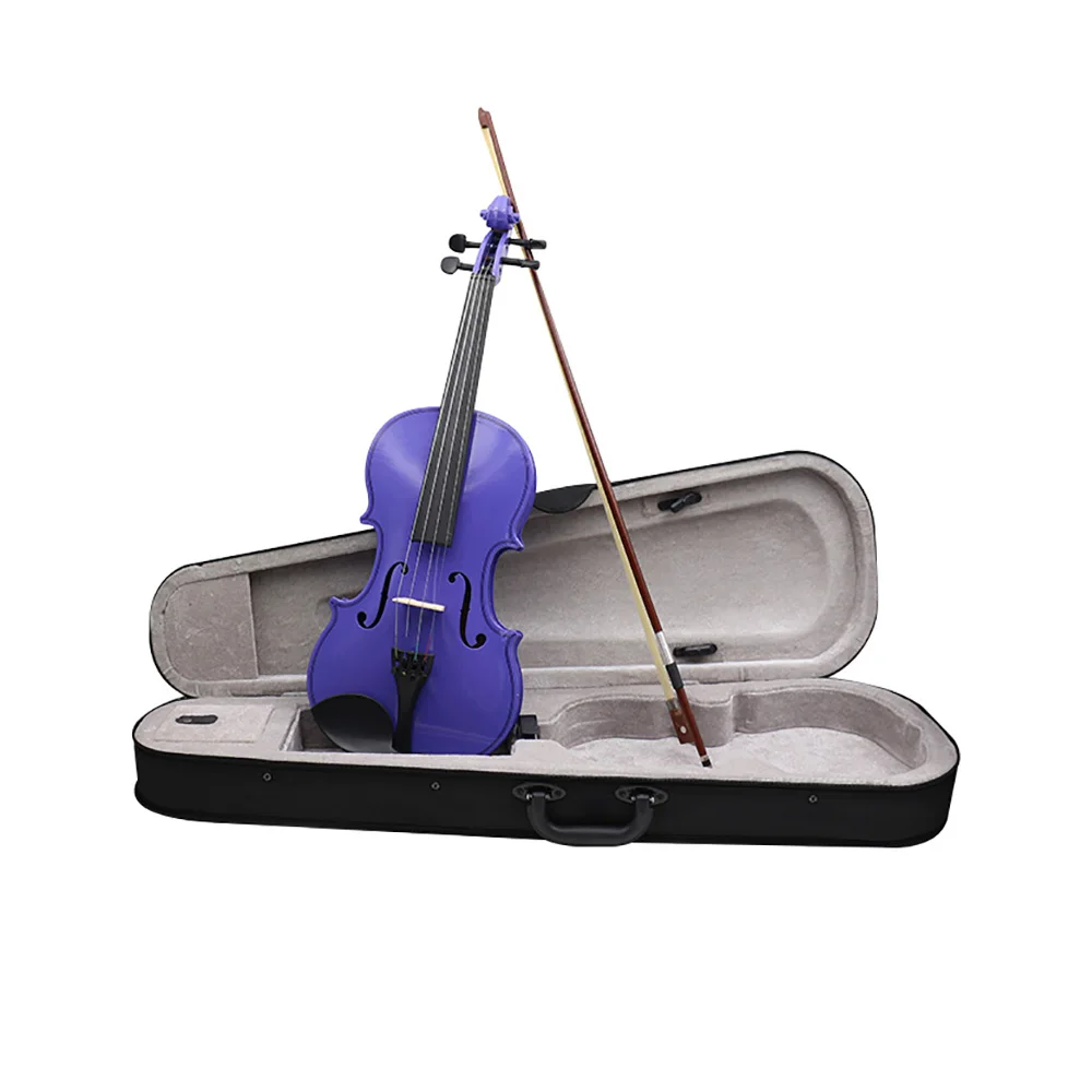 Violin 4/4 Popularize Model For Novice Kid Beginners Purple Color Maple Panel Birthday Solid Stringed Instrument Gift With Parts