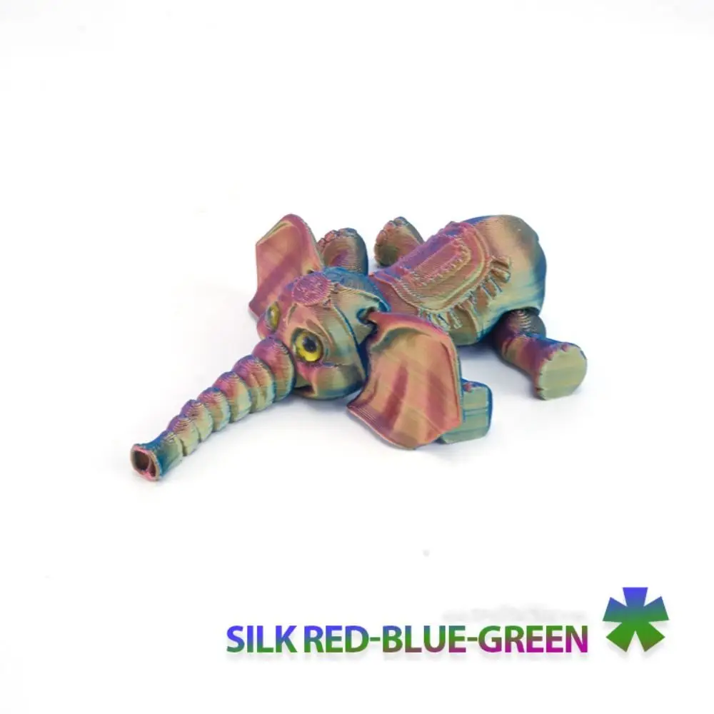 PLA 3D Printed Elephant Model Multi-jointed Solid Color Mini Elephant Doll Movable Elephant Action Figurine Desktop Decoration