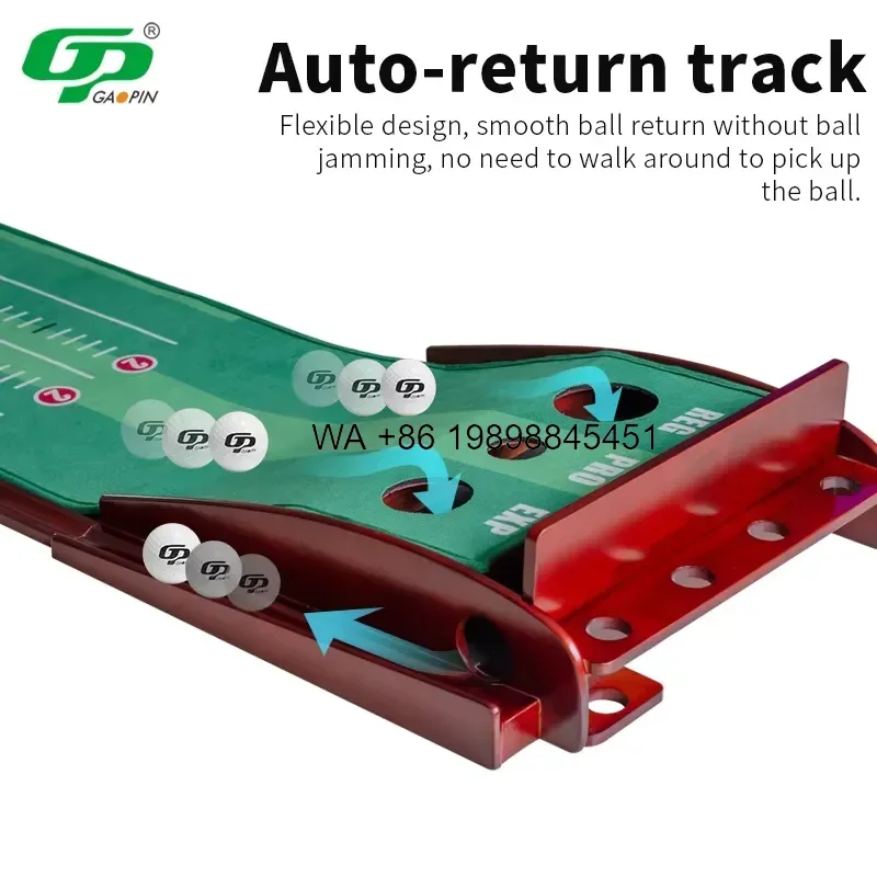 Wmwmnu for Gift Set Custom Logo Green Durable Wooden Grass Putting Trainer 2 Holes Outdoor Indoor Auto Return
