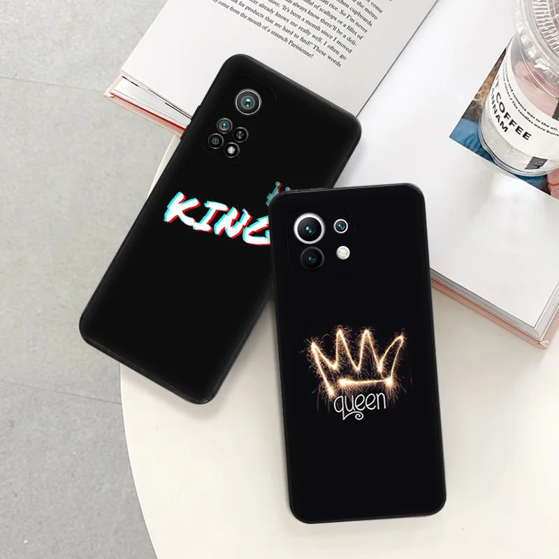 Matte Phone Case For Redmi Note 11 Pro 10 11s 10s 10a 10c Xiaomi 11t 10t Note10 Lite King Queen Marbel Black Soft Cover