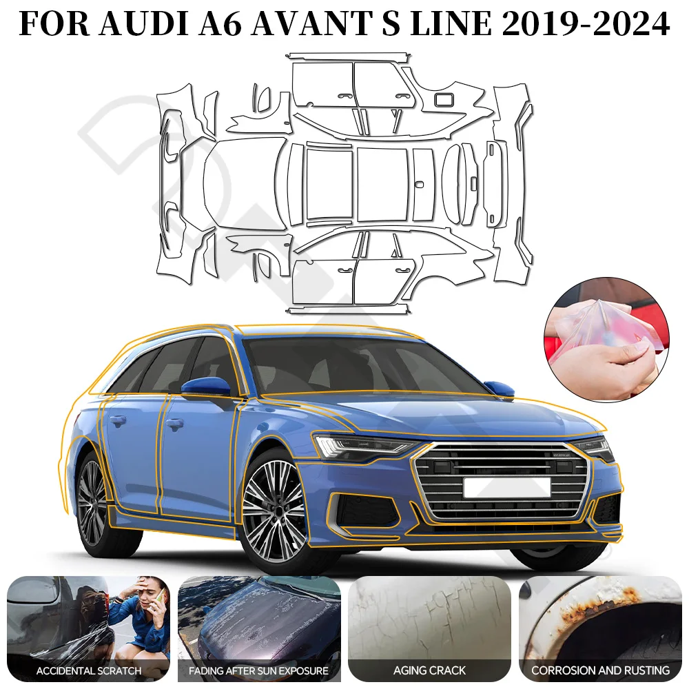 

For Audi A6 Avant S Line 2019-2024 Precut PPT Paint Protective Film Kit 8.5 Mil Scratch-Resistant Self-Healing Clear Film