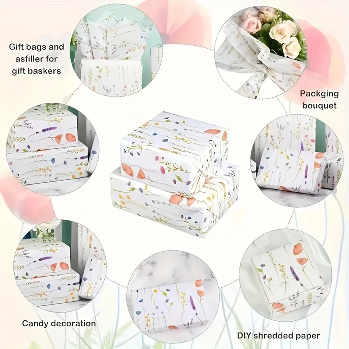 10/20 ورقة مناديل تغليف اللافندر الزهري بألوان متنوعة، لعيد الميلاد والحفلات وديكور الزفاف، حشوة حقيبة الهدايا