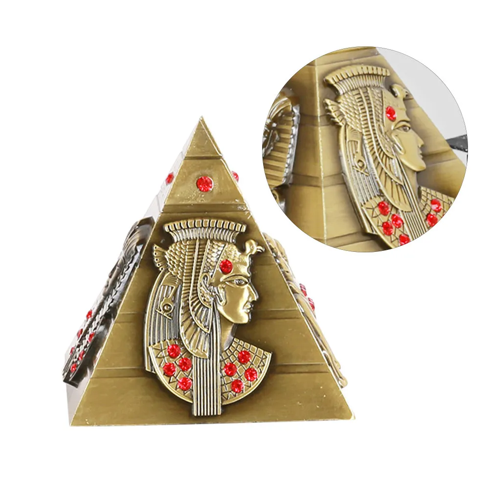 Bronze Egyptian Pyramid Sculpture Decor Home Office Desktop Bookshelf Party Stylish Gift Souvenir for Kids Family Friends