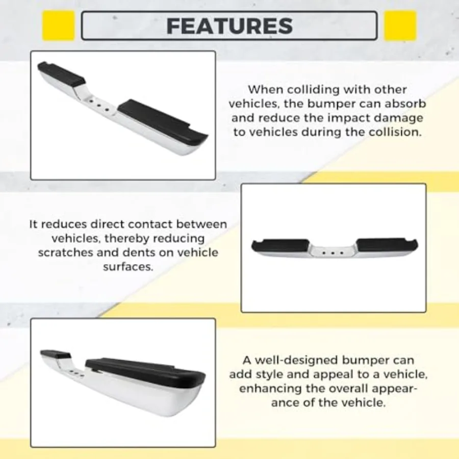 Zestaw mocny tylny zderzak do Dodge Ram 1500 2500 z lat 1994-2002, modele Fleetside i Styleside, ze stopniami, stal srebrno-czarna i...