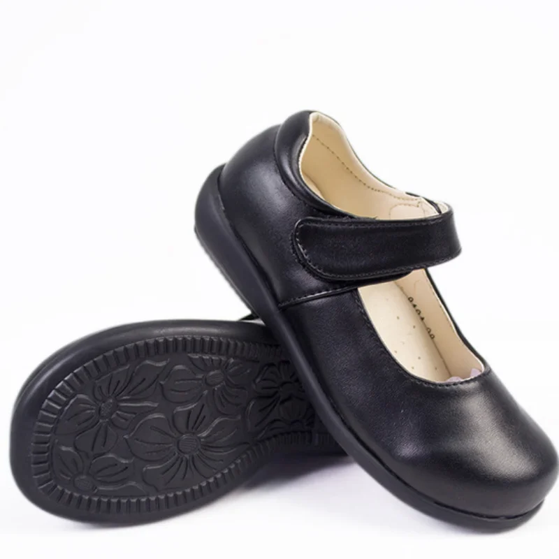 Handmade Student Girls Leather Shoes Black Children Performance Shoes Soft Bottom Four Seasons Dancing Princess Shoes CSH1137