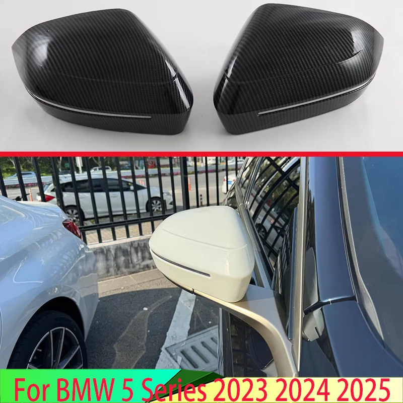 

For BMW 5 Series 2023 2024 2025 Car Accessories Carbon Fiber Style Door Side Mirror Cover Trim Rear View Cap Overlay Molding