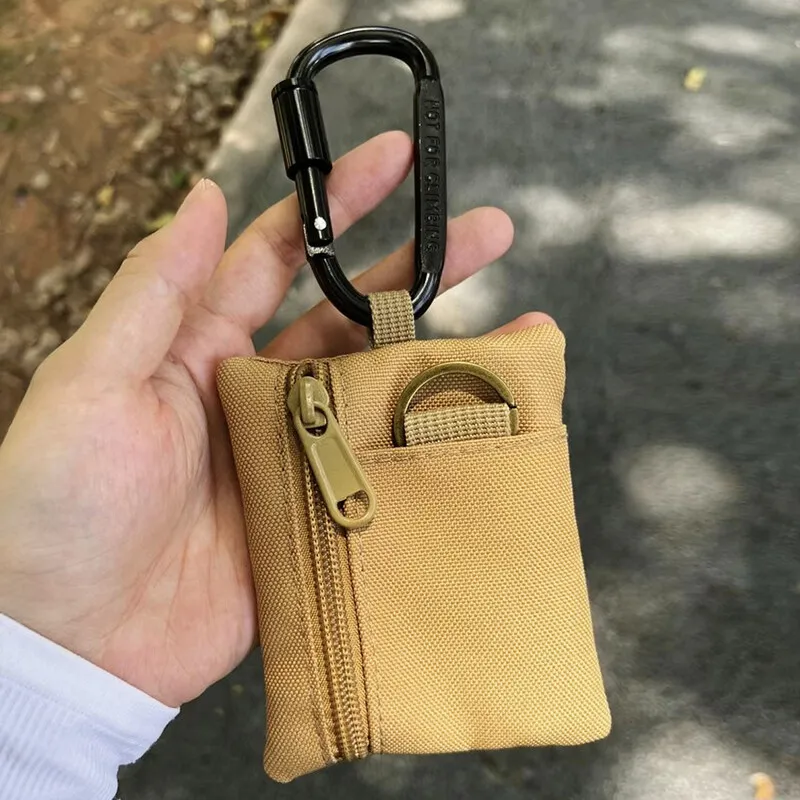 

Men Outdoor Casual Canvas Small Wallet Mountaineering Buckle Mini Card Holder 2 Zipper Coin Purse Multifunctional Key Pouch