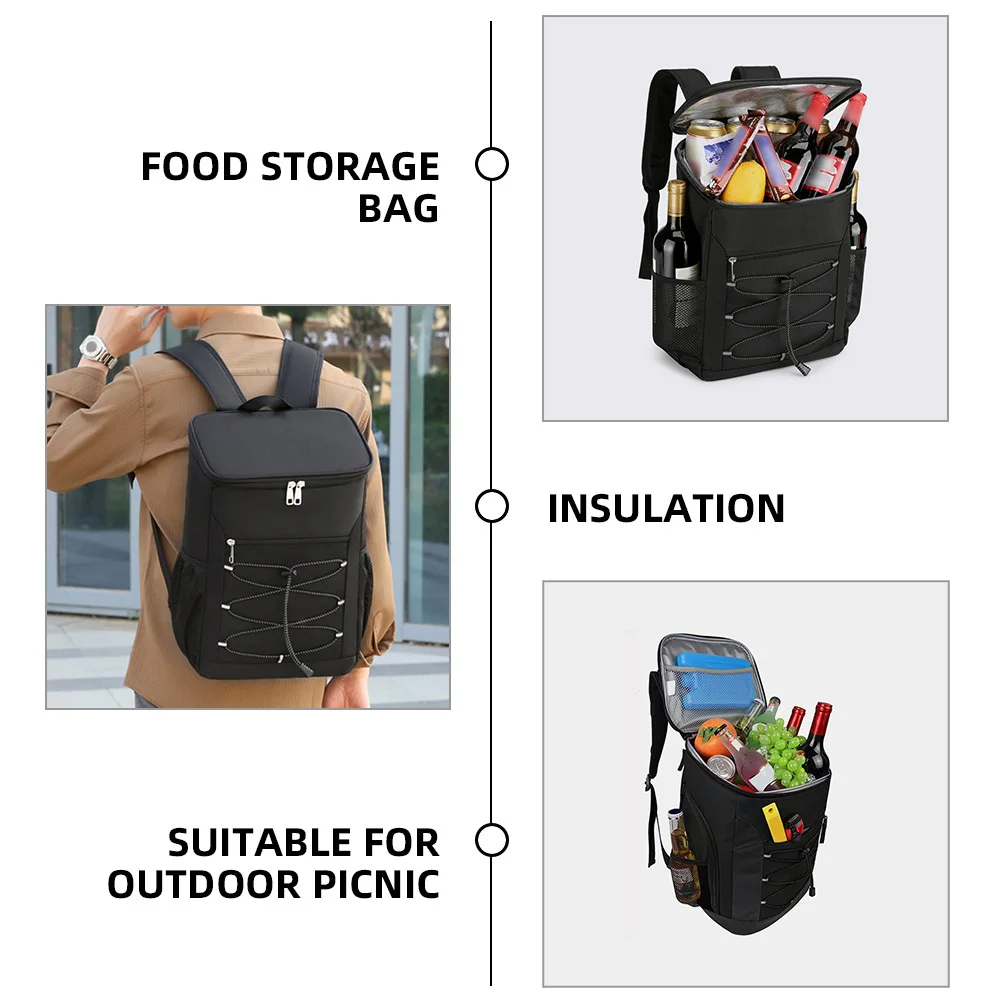 

Insulation Backpack Reusable Lunch Bag Portable Food Container Thermal Cooler for Outdoor Picnic Travel Cooler Backpack