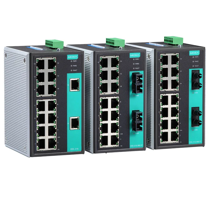 

Moxa EDS-316 EDS-316-MM-SC EDS-316-SS-SC EDS-316-SS-SC-T 16-портовый неуправляемый промышленный коммутатор Ethernet