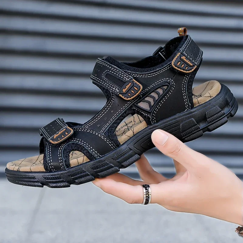 

Classic Mens Sandals Summer Genuine Leather Sandals Men Outdoor Casual Lightweight Sandal Fashion Men Sneakers Zapatillas Male