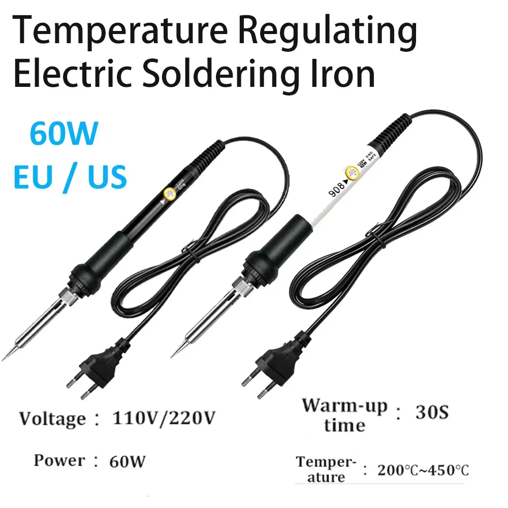 

Electric Soldering Iron Adjustable Temperature European Standard 60W Solder Iron Professional Welder Heat Pencil Repair Tool