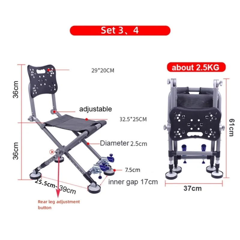 New aluminum alloy folding fishing chair floating fishing chair with platform fishing chair