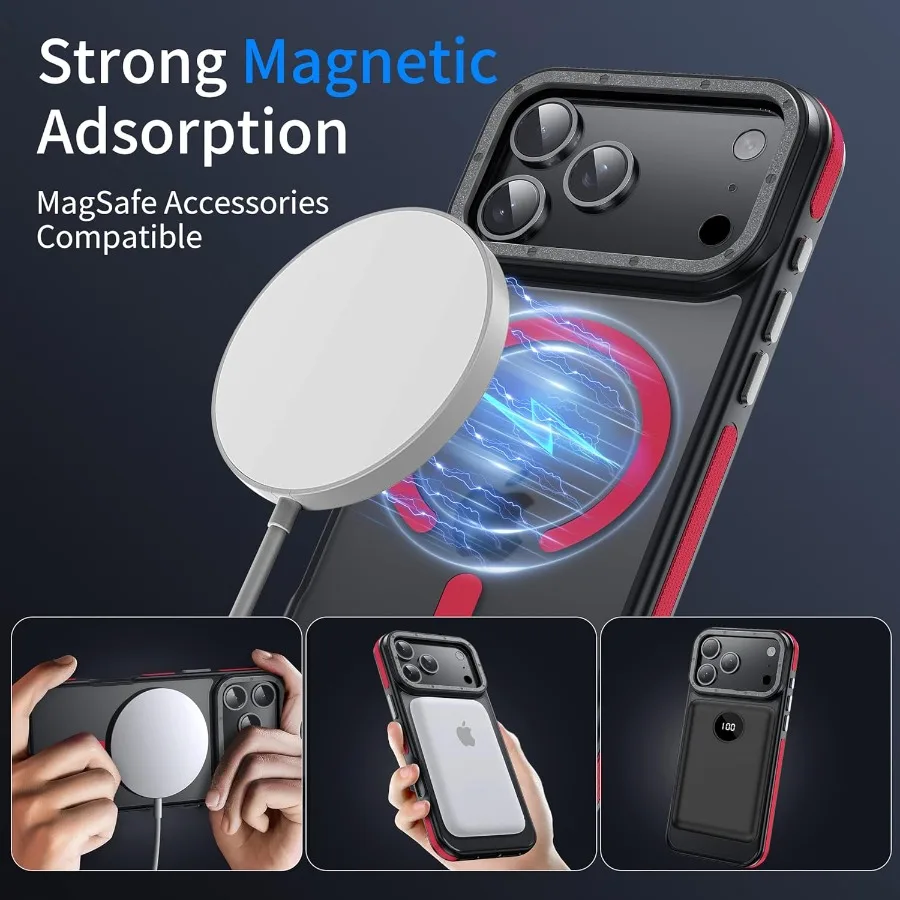 Strong Magnetic for iPhone 17 Pro Case with Camera Lens Protector 10Ft Military-Grade Protection Compatible with MagSafe Shockp
