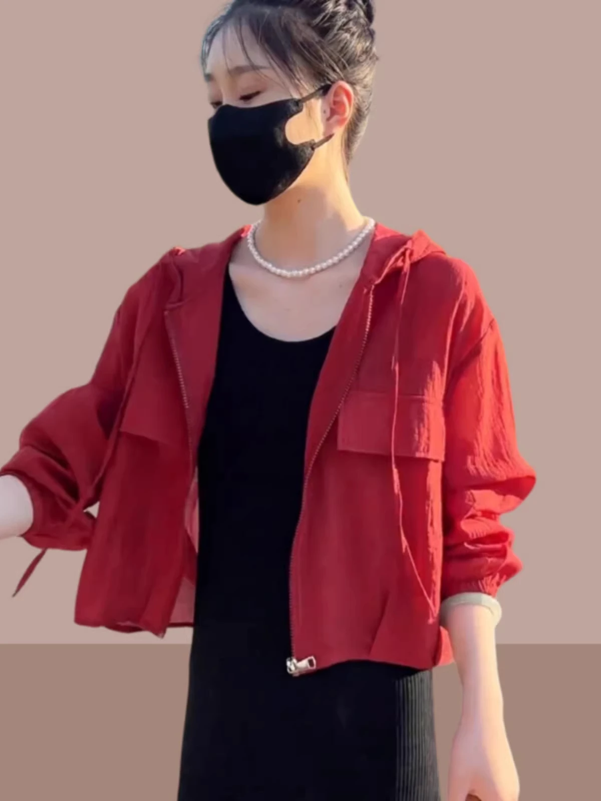 Summer 2026 Women's Hat-Off Sun Protection Clothing Loose Transparent Breathable Short Outerwear Top UV Protection Long Sleeve