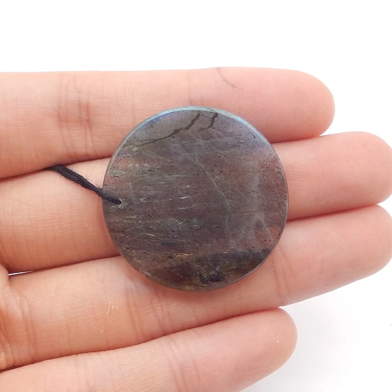 

Natural Stone Labradorite Round Pendant Beads 30x3mm 5.9g Gemstone Beads for DIY Jewelry Making
