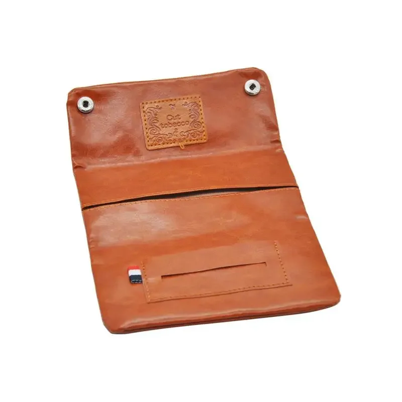 PU Leather Tobacco Pouch Bag Case Portable Cigarette Rolling Paper Pipe Case Tobacco Long Section Wallet Bag Tobacco Storage Bag