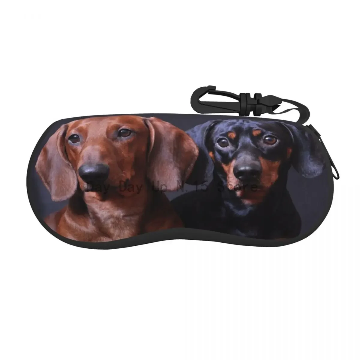 Portable Eyewear Case Cover Cute Dachshund Dogs Sunglasses Soft Glasses Box With Lanyard Zipper Eyeglass Protector