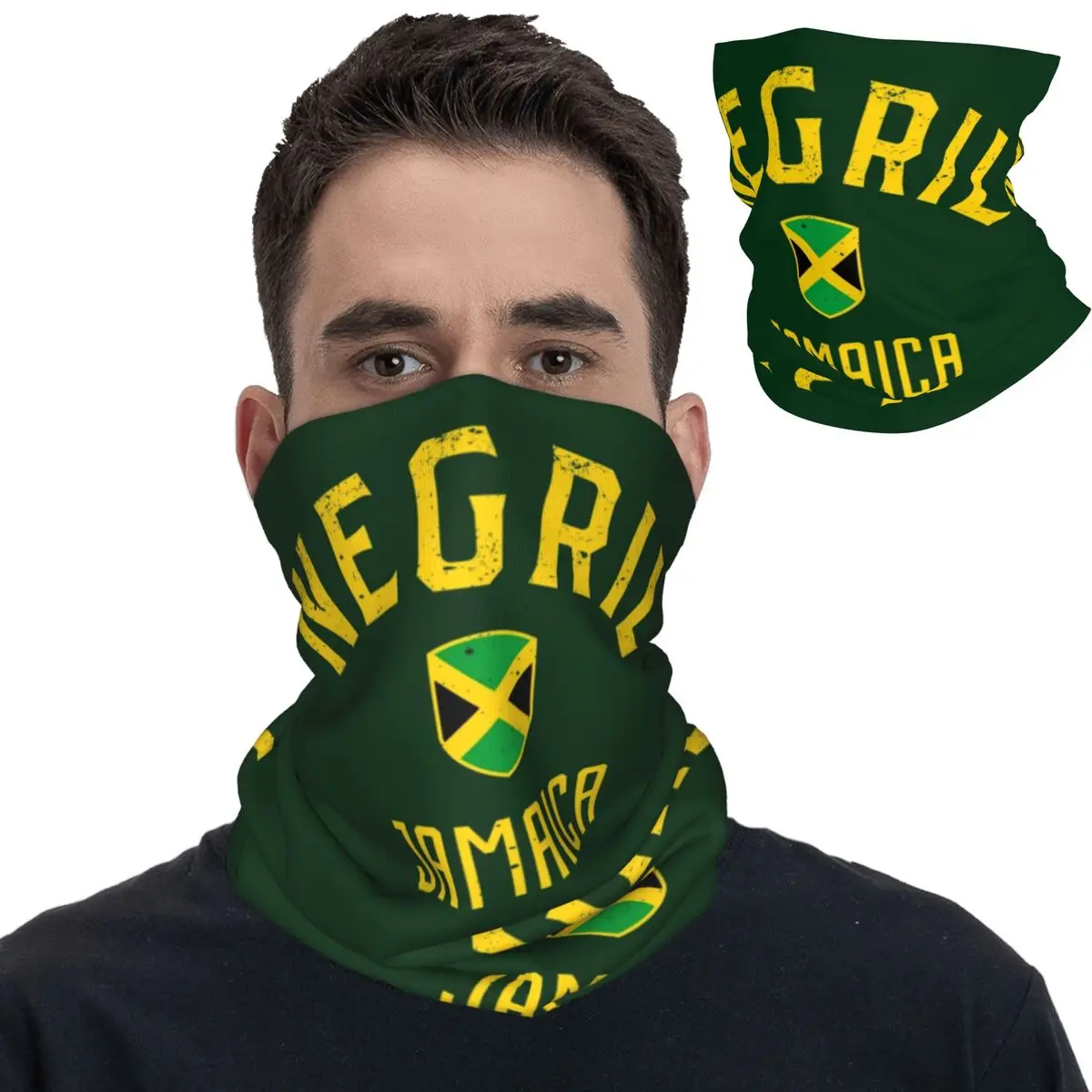 Negril Jamaica Bandana z ocieplacz na szyję nadrukiem Jamaican flaga szalik wielofunkcyjny maska na twarz sport na świeżym powietrzu mężczyźni kobiety dla dorosłych zmywalne