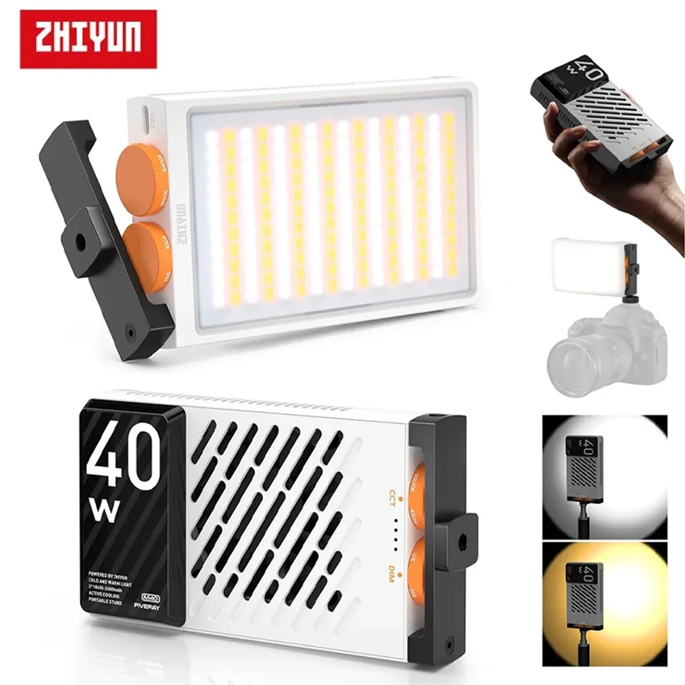 

ZHIYUN FIVERAY M40 Video Light 40W Portable Camera Handheld Pocket Light 14000 Lux 2700-6200K Lighting Setup for YouTube TikTok