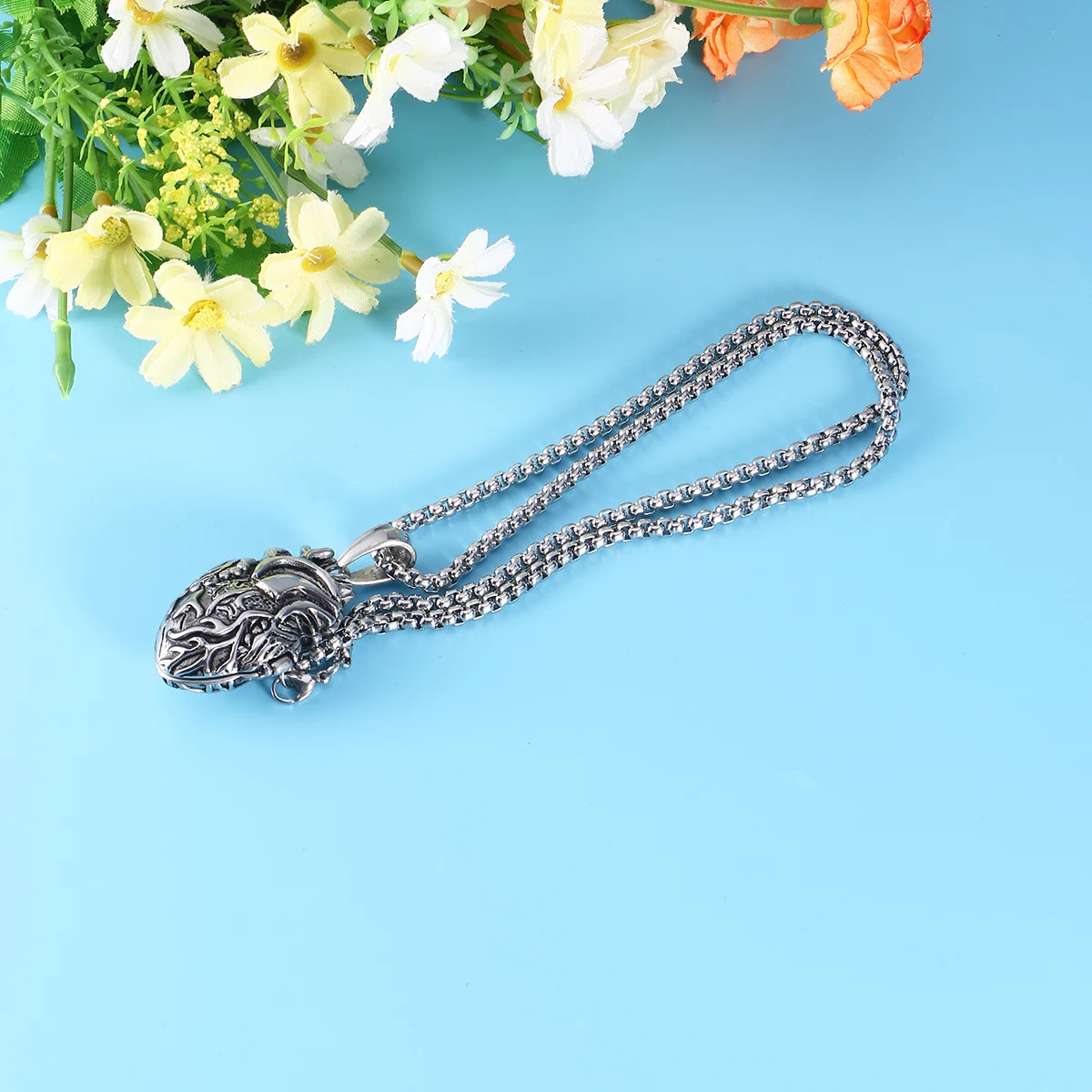 

1Pcs Men Titanium Steel Necklace Fashion Human Organ Pendant Jewelry Charming Accessory for Adults