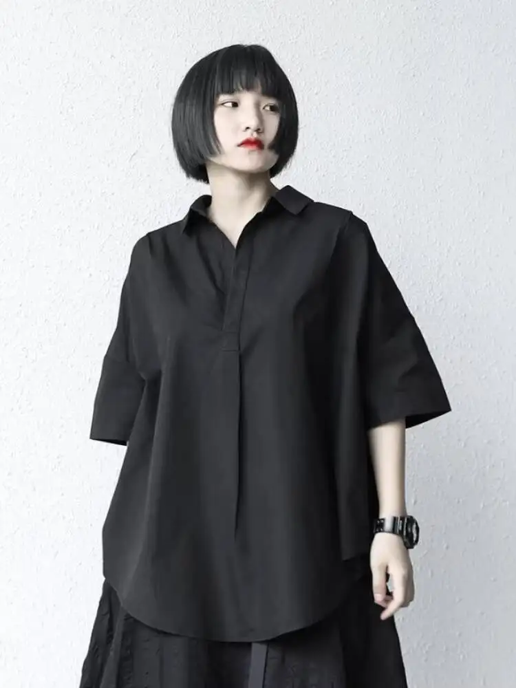 

Women's Short-Sleeved Shirt Summer New Fashion Retro Japanese V-Neck Fashion Casual Large Short-Sleeved Shirt