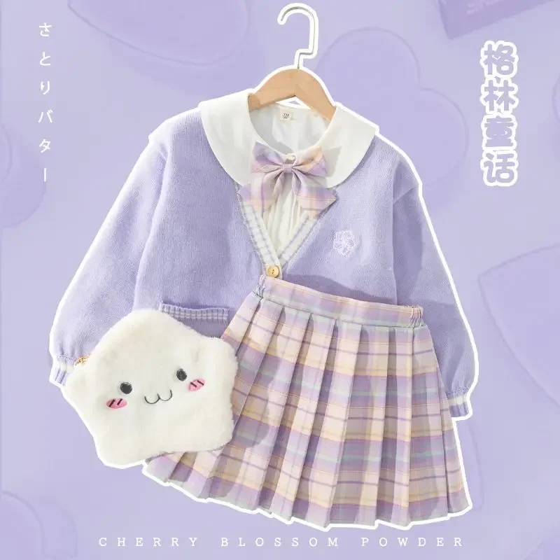 2PCS Kids Baby Girl Clothes Set shorts Top+ Flowers JK Skirt Summer plaid Of Design Outfits For Child Girl 4-14Years 3