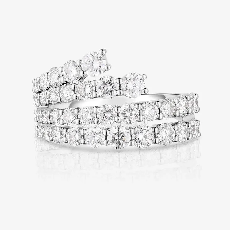 ZAKOL Fashion 4 Rows Zircon Winding Rings for Women Korea New White CZ Bridal Ring Wedding Engagement Jewelry