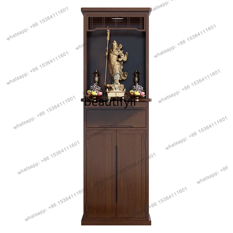 03.Provide table god platform, solid wood Buddha cabinet, new Chinese style vertical cabinet, modern and simple table