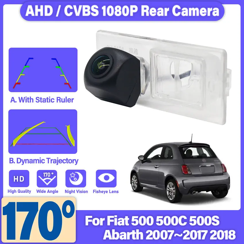 170° Fisheye Night Vision Waterproof CCD AHD Car Reversing Back Up Camera For Fiat 500 500C 500S Abarth 2007~2018