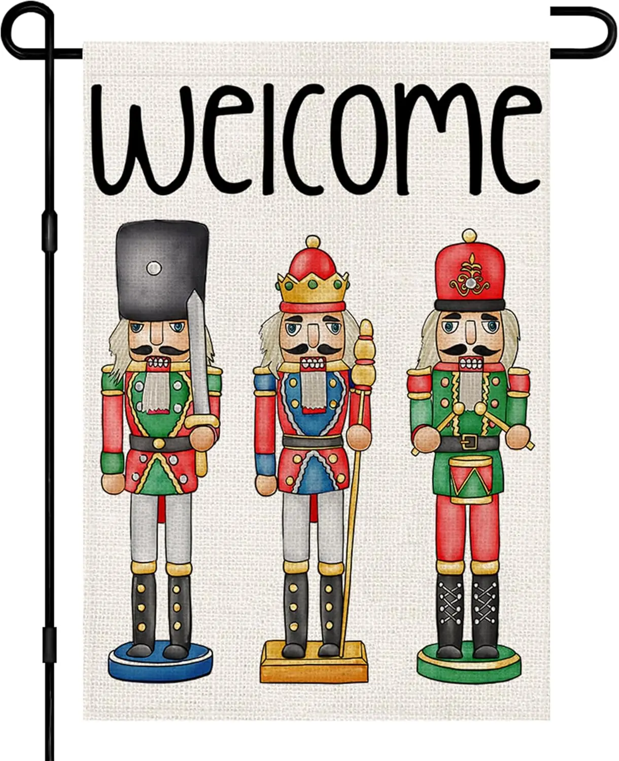 Christmas Nutcracker Garden Flags 12x18 Double Sided Burlap, Winter Welcome Xmas Decorations Seasonal Sign Small Flag for Holida