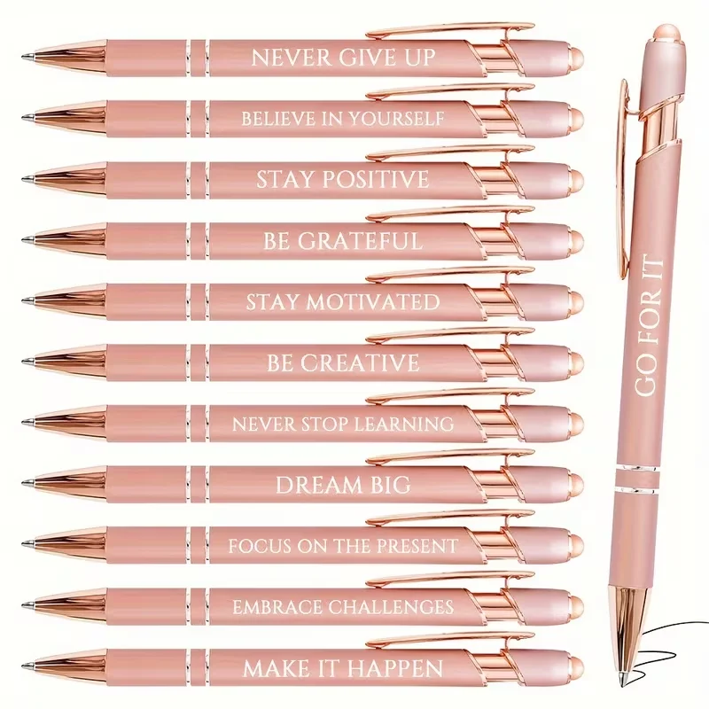 

12 ручек с мотивирующими надписями — идеальный подарок для женщин.