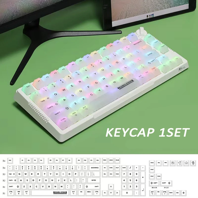 Imagem -05 - Leitoso Keycap Fosco Nevoeiro Transparente Fosco pc 122 Teclas Cereja para Teclado Mecânico Árabe Russo Hangul Coreano Keycap Branco