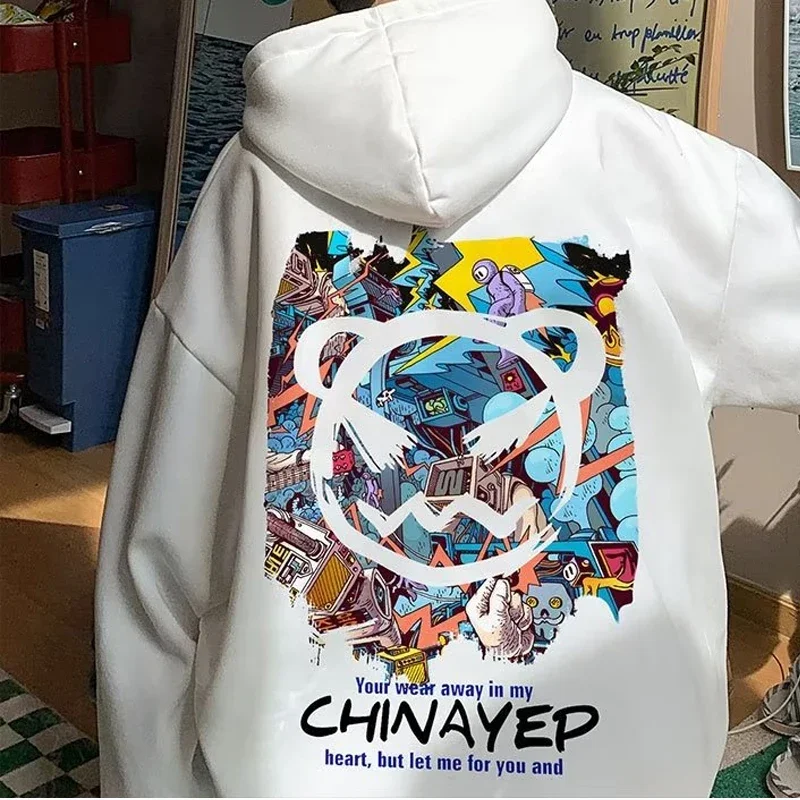 

Fashion Trend Autumn and Winter New Little Devil Hooded Sweater Women's Loose ins Trend High Street Couples Jacket