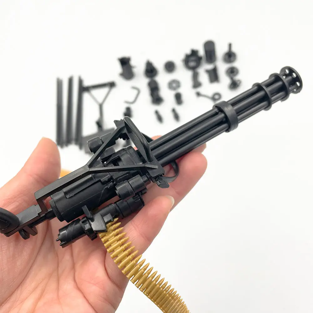 1/6 M134 Gatling Machine Gun with Bullet Belt 4D Plastic Assemble for 12 Inch Action Figures Minigun Toy